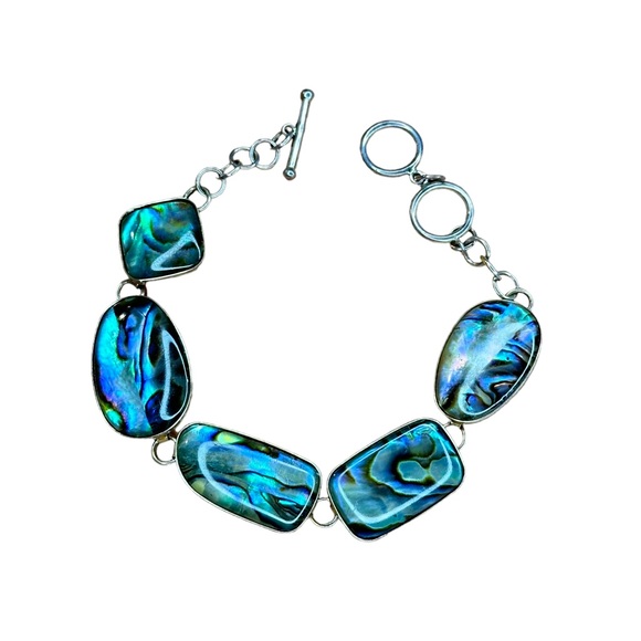 Lucas Lameth Abalone Shell Sterling Silver LUC 925 Toggle Closure Bracelet - Picture 1 of 8